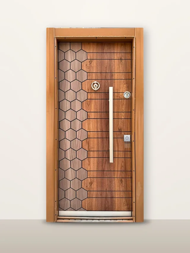 Porte blindée Hexa Noyer Cuivré