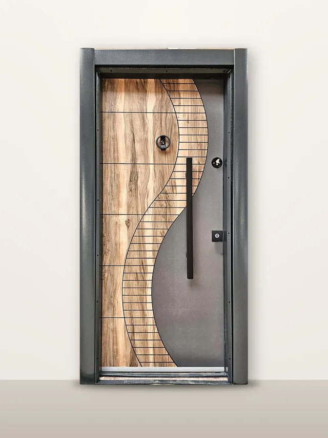 Porte blindée Onda Bois & Anthracite